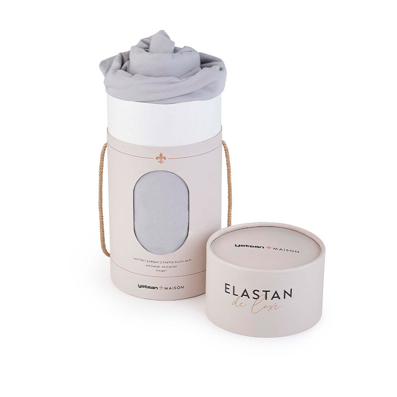 Elastan De Luxe Lastikli Çarşaf & Yastık Kılıf Seti – Açık Gri
